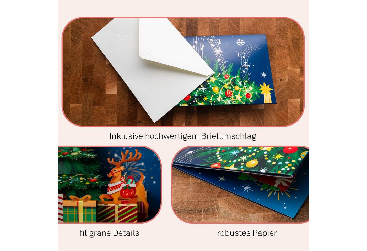 papercrush Weihnachtskarte Weihnachtsbaum mit Musik & Licht Pop-Up Karte