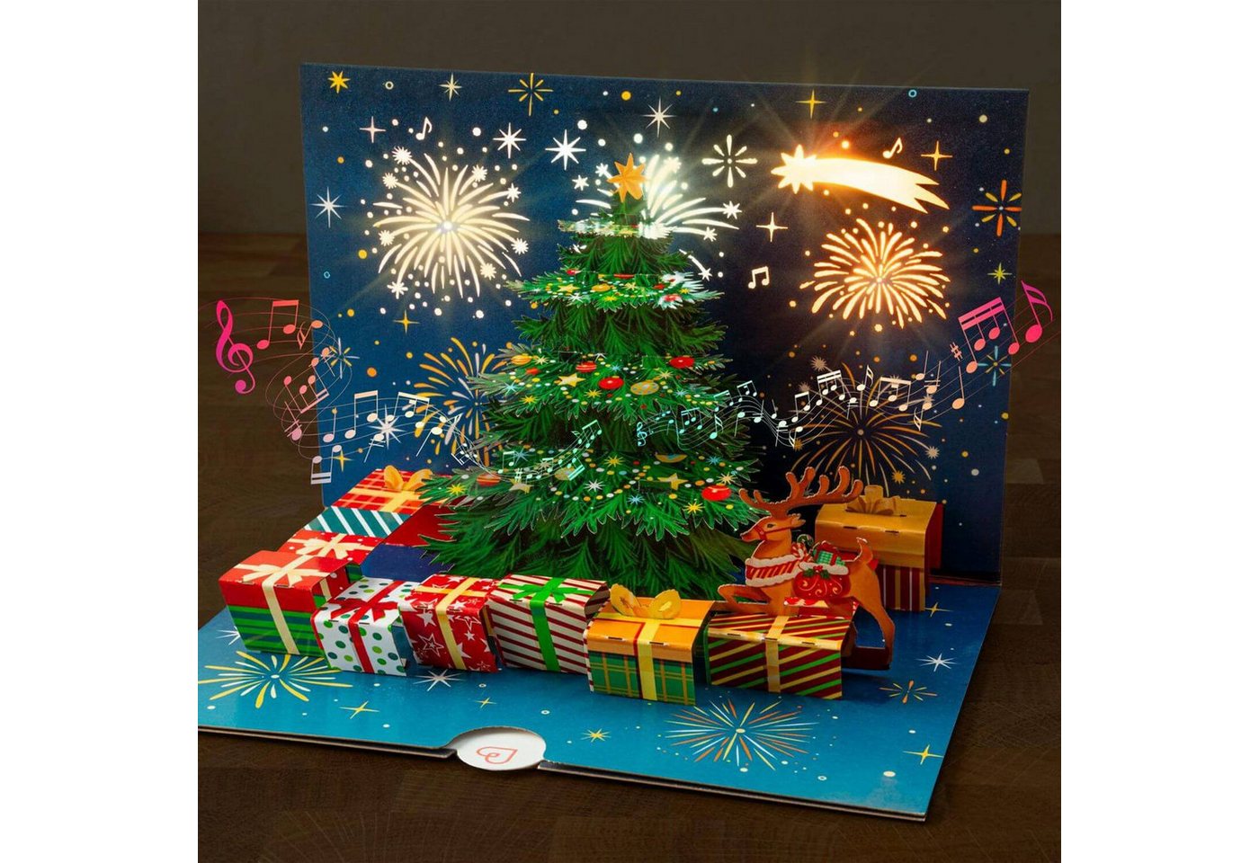 papercrush Weihnachtskarte Weihnachtsbaum mit Musik & Licht Pop-Up Karte Bild 4