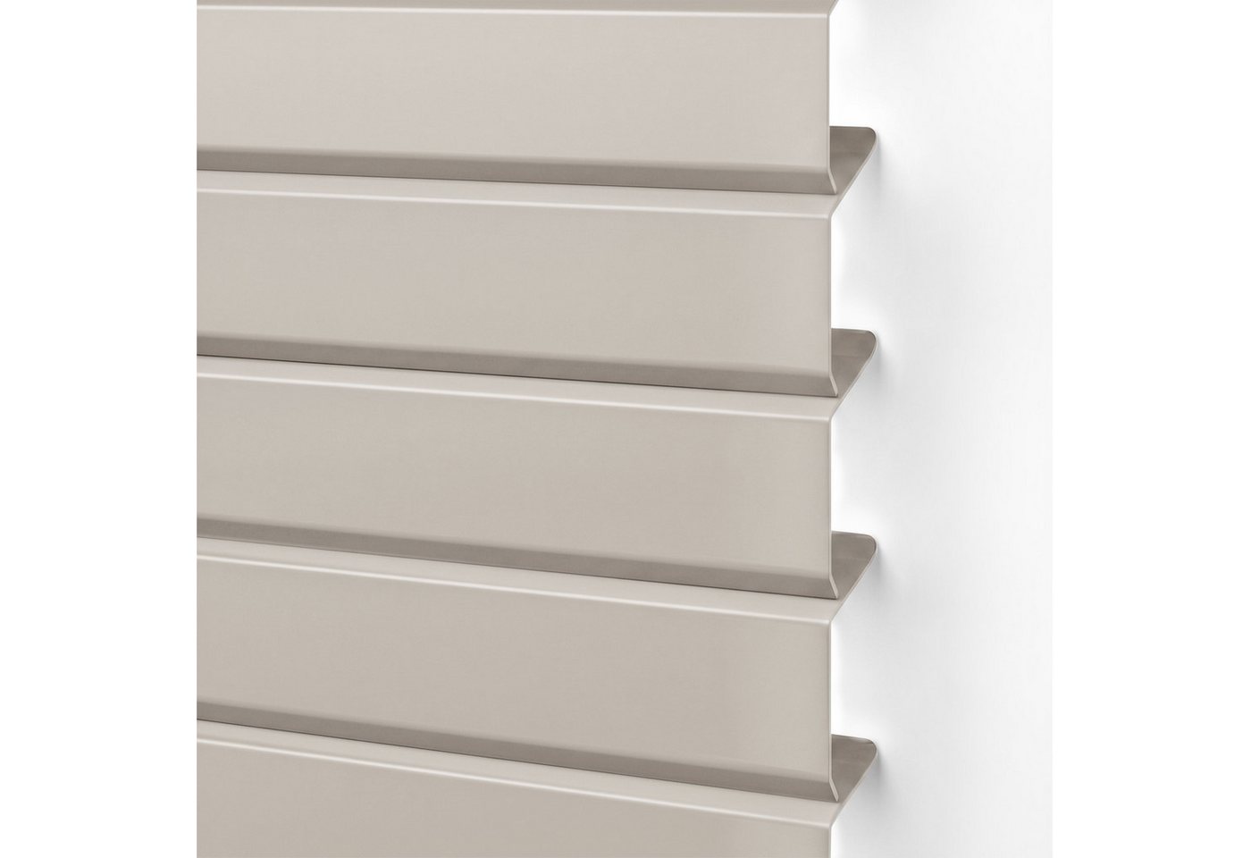 Victoria M. Jalousie LightLess Prime Aluminium-Jalousie 55x130 cm Grau-Beige matt, mit Bohren, ohne Bohren, geklemmt oder verschaubt, L Profil 25 mm Lamellen, feuchtigkeitsbeständig, verdunkelnd Bild 4