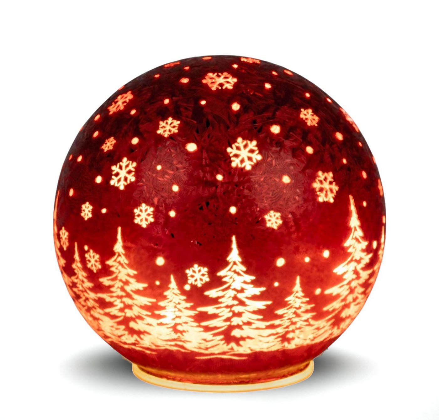formano LED Dekolicht Glas-Kugel 15cm Frosty Rot Timer 6h/18h Weihnachten Herbst Deloration, LED fest integriert Bild 2