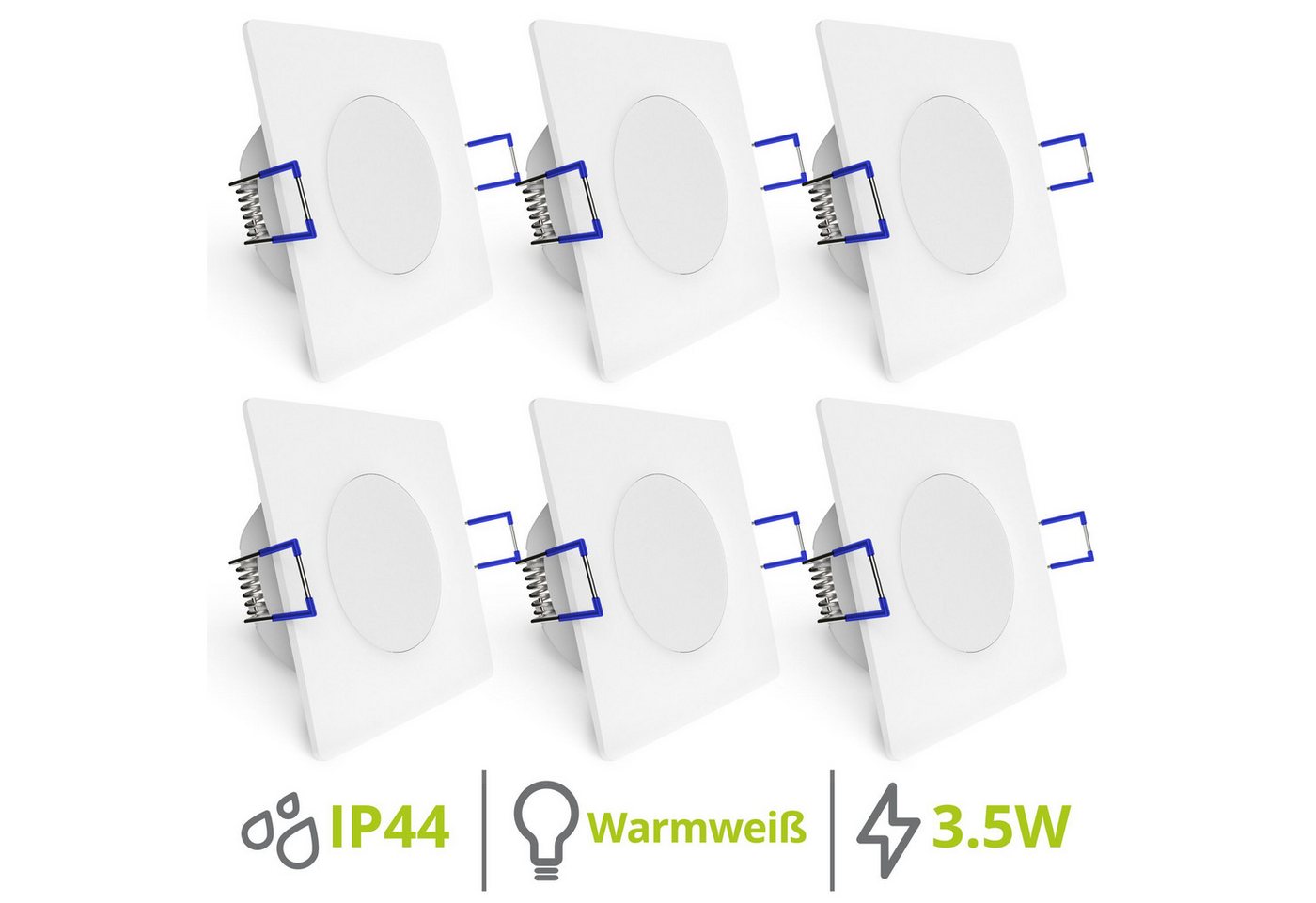 linovum LED Einbaustrahler 6x WEEVO LED Einbauspots weiß warmweiß 3,5W IP44 Badlampe Deckenlampe, Warmweiß Bild 2