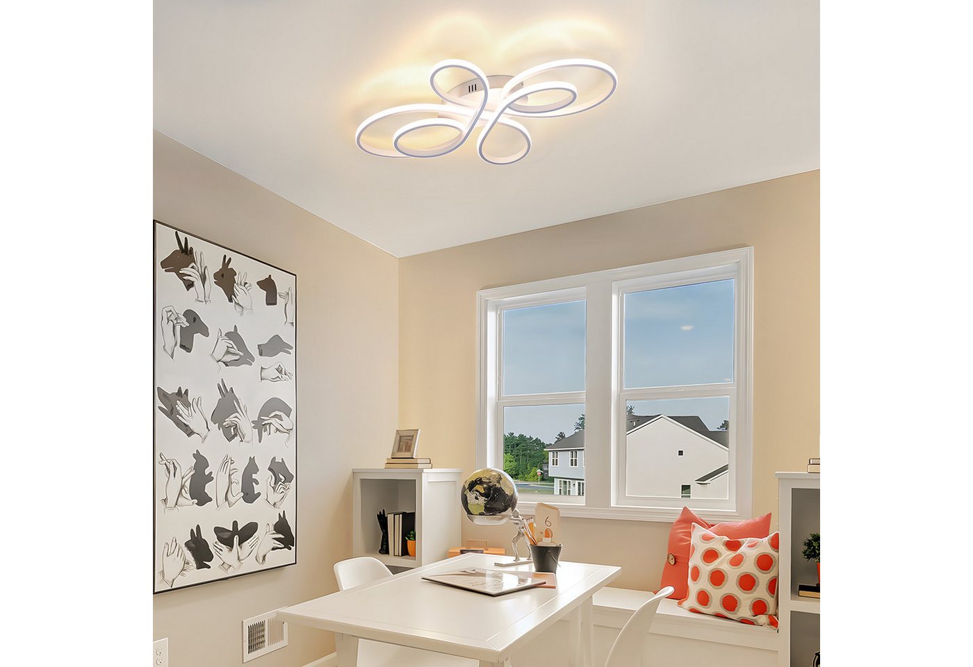 Nettlife LED Deckenleuchte Modern Schwarz Dimmbar Wohnzimmer 65W 40/66/80/100CM deckenlampe, 3000K-Nicht dimmbar, LED fest integriert, Warmweiß, Schlafzimmer, Wohnzimmer, Büro, Arbeitszimmer, Küche Bild 2