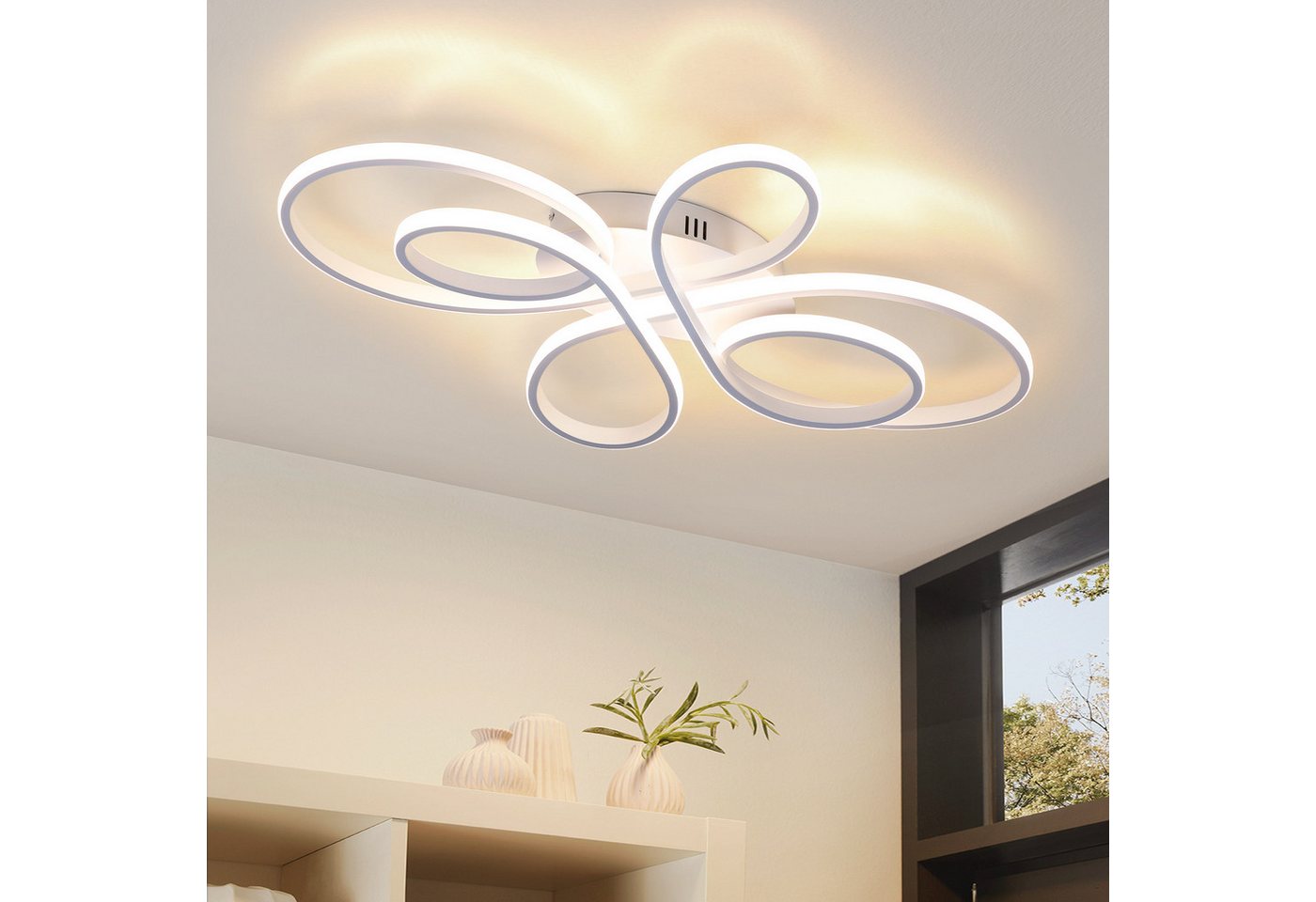 Nettlife LED Deckenleuchte Modern Schwarz Dimmbar Wohnzimmer 65W 40/66/80/100CM deckenlampe, 3000K-Nicht dimmbar, LED fest integriert, Warmweiß, Schlafzimmer, Wohnzimmer, Büro, Arbeitszimmer, Küche Bild 3