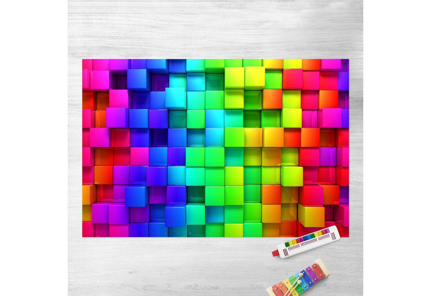 Bilderdepot24 Teppich Vinyl Wohnzimmer Schlafzimmer Flur Küche 3D Abstrakt, rechteckig - bunt glatt, nass wischbar (Küche, Tierhaare) - Saugroboter & Bodenheizung geeignet Bild 3