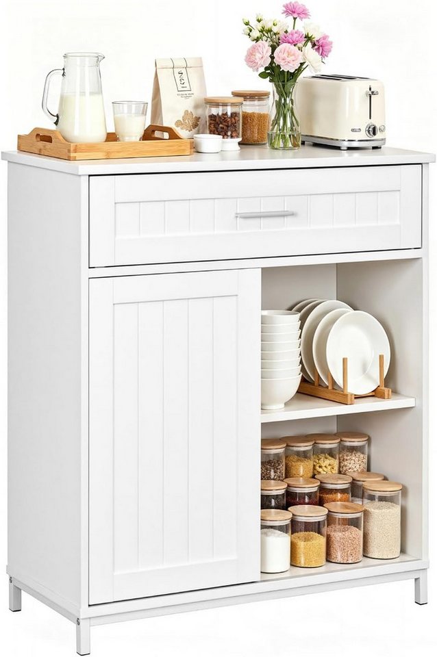 Woltu Sideboard, Küchenschrank mit Arbeitsplatte Schiebetür und verstellbare Ablage Bild 3