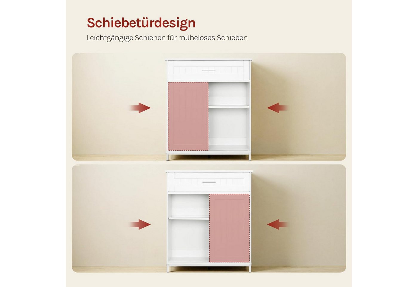 Woltu Sideboard, Küchenschrank mit Arbeitsplatte Schiebetür und verstellbare Ablage Bild 5
