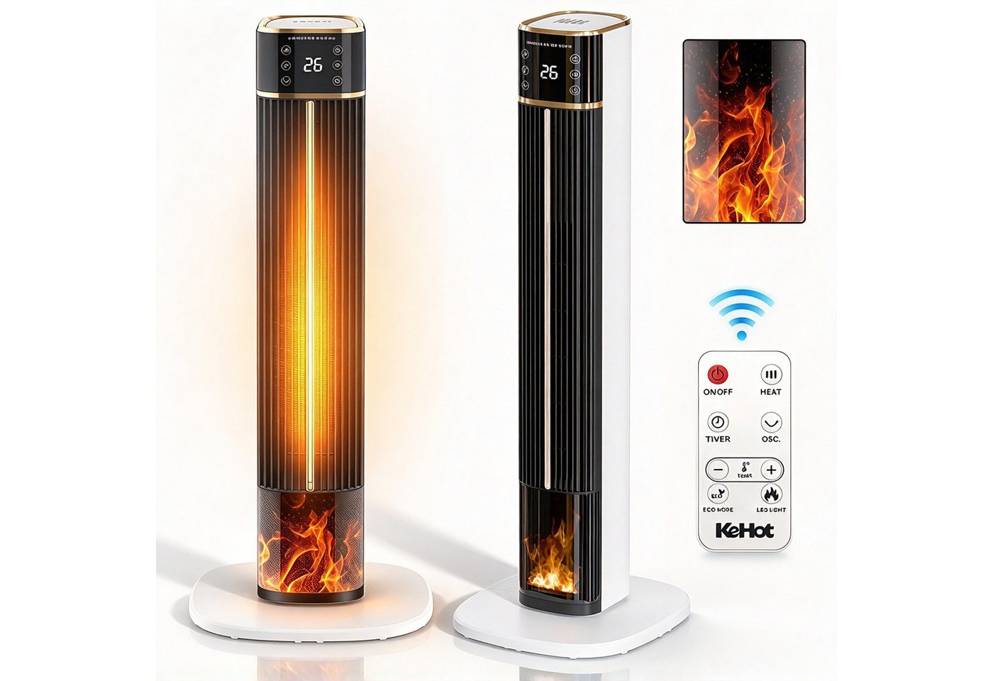 oyajia Heizlüfter Keramikheizlüfter Energiesparend PTC Heizlüfter mit Thermostat Heizung, Automatische Oszillation, Fernbedienung, Display, Timer, Überhitzungs Bild 2
