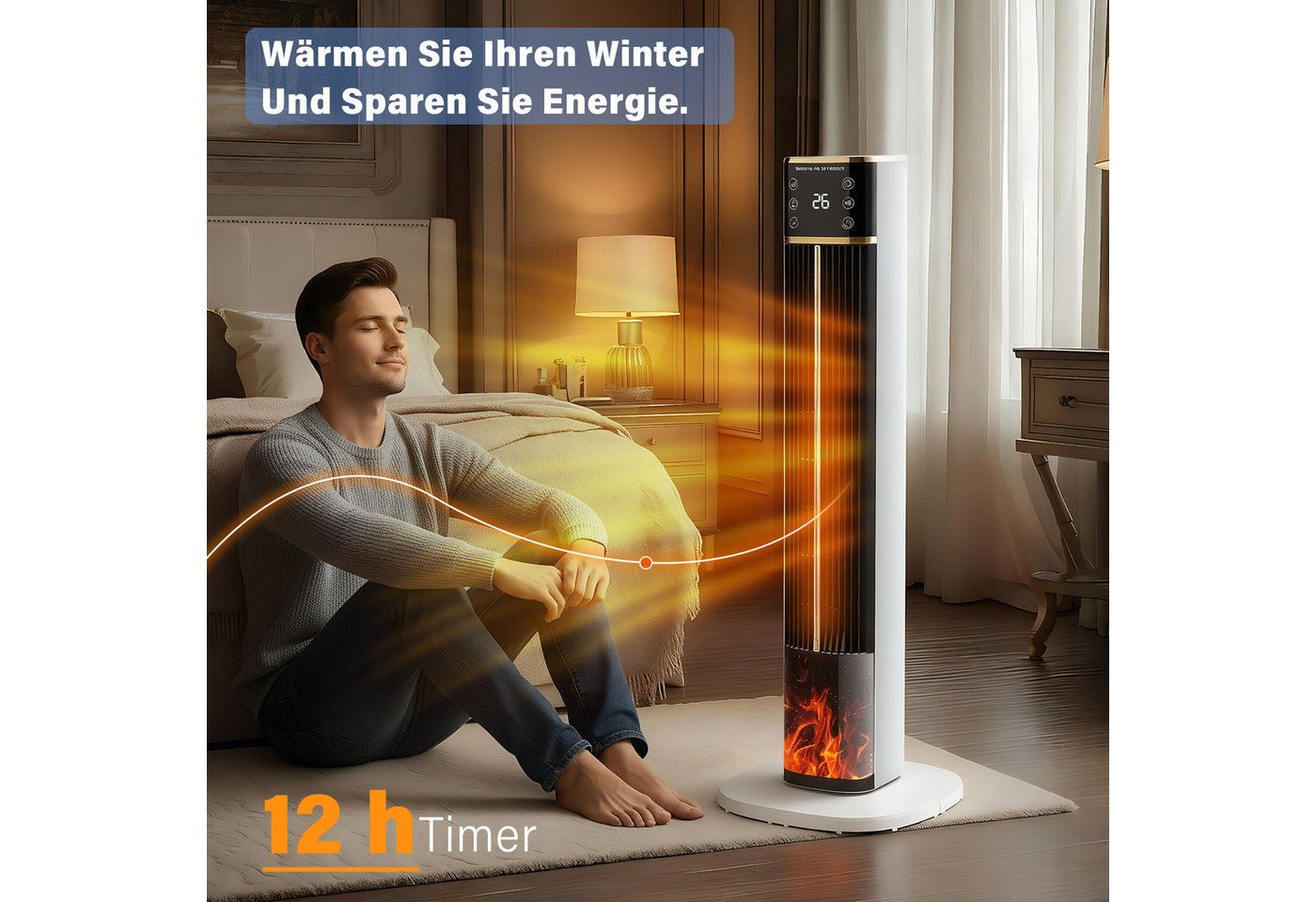 oyajia Heizlüfter Keramikheizlüfter Energiesparend PTC Heizlüfter mit Thermostat Heizung, Automatische Oszillation, Fernbedienung, Display, Timer, Überhitzungs Bild 3