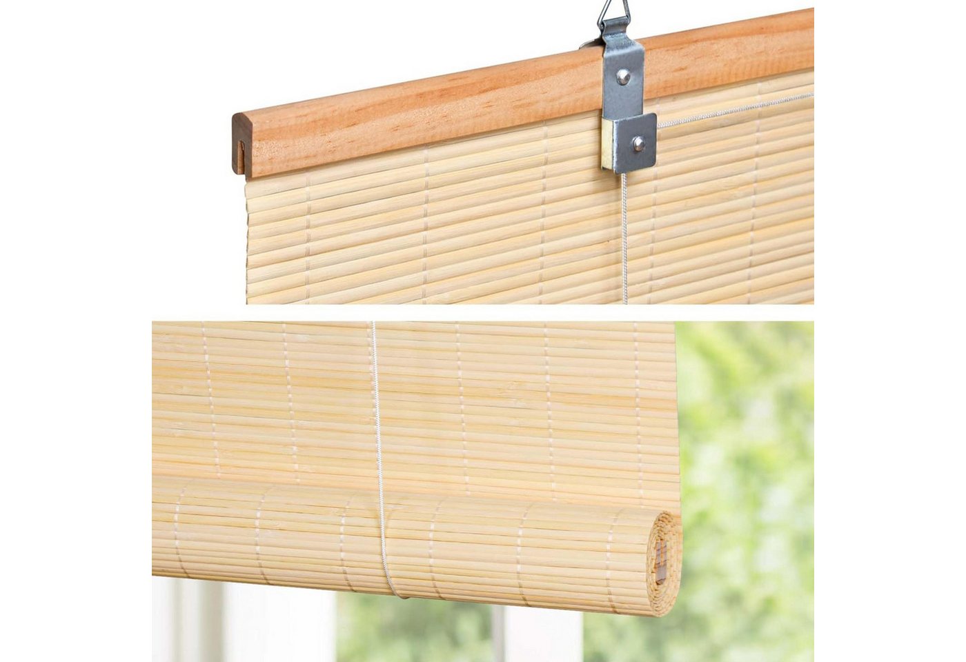 Rollo Bambusrollo Klemmfix, 90 x 220 cm, natur, Victoria M., verdunkelnd, ohne Bohren, freihängend, Klemmfix, Klemmfix, Bambus Bild 3