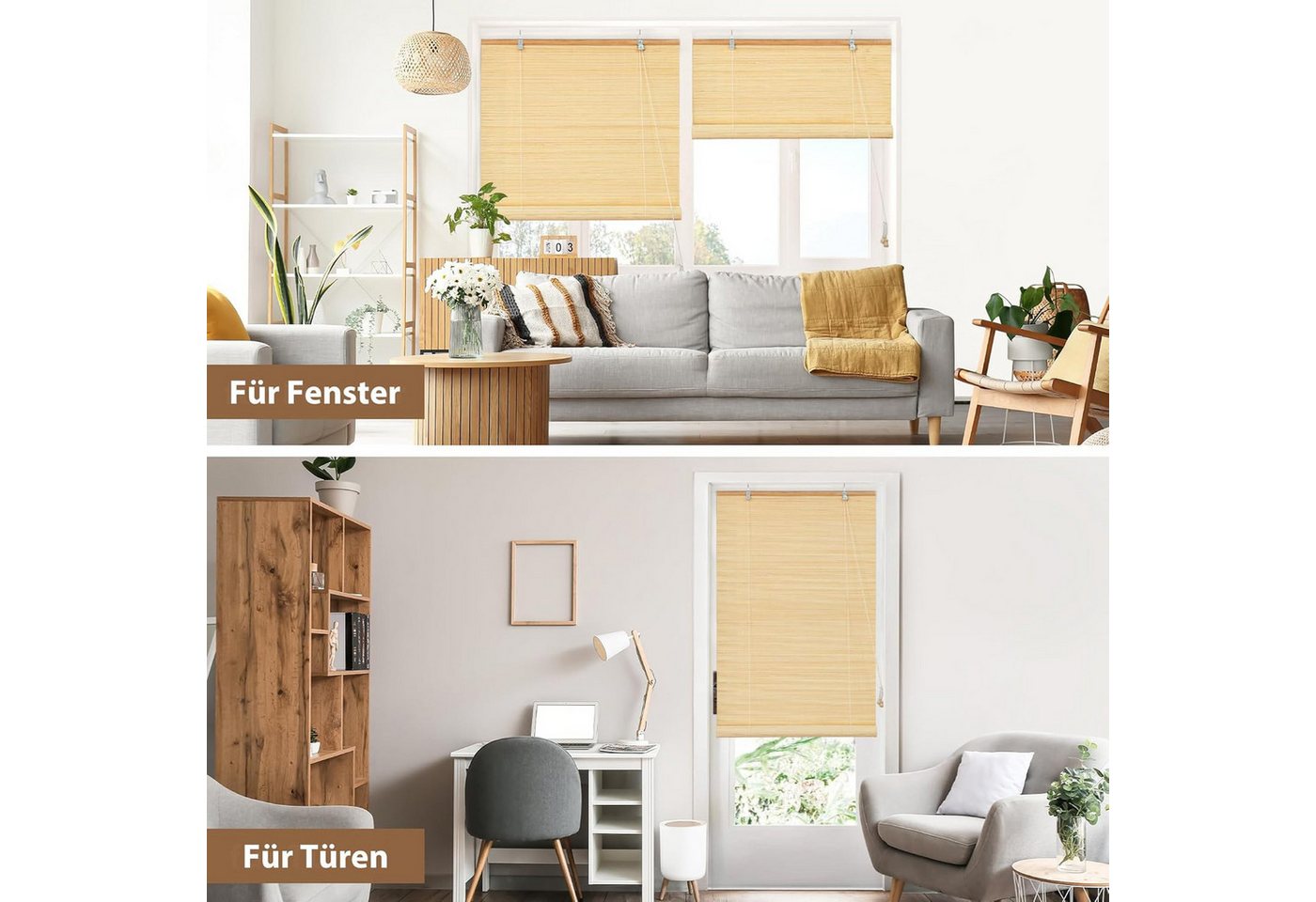 Rollo Bambusrollo Klemmfix, 90 x 220 cm, natur, Victoria M., verdunkelnd, ohne Bohren, freihängend, Klemmfix, Klemmfix, Bambus Bild 5