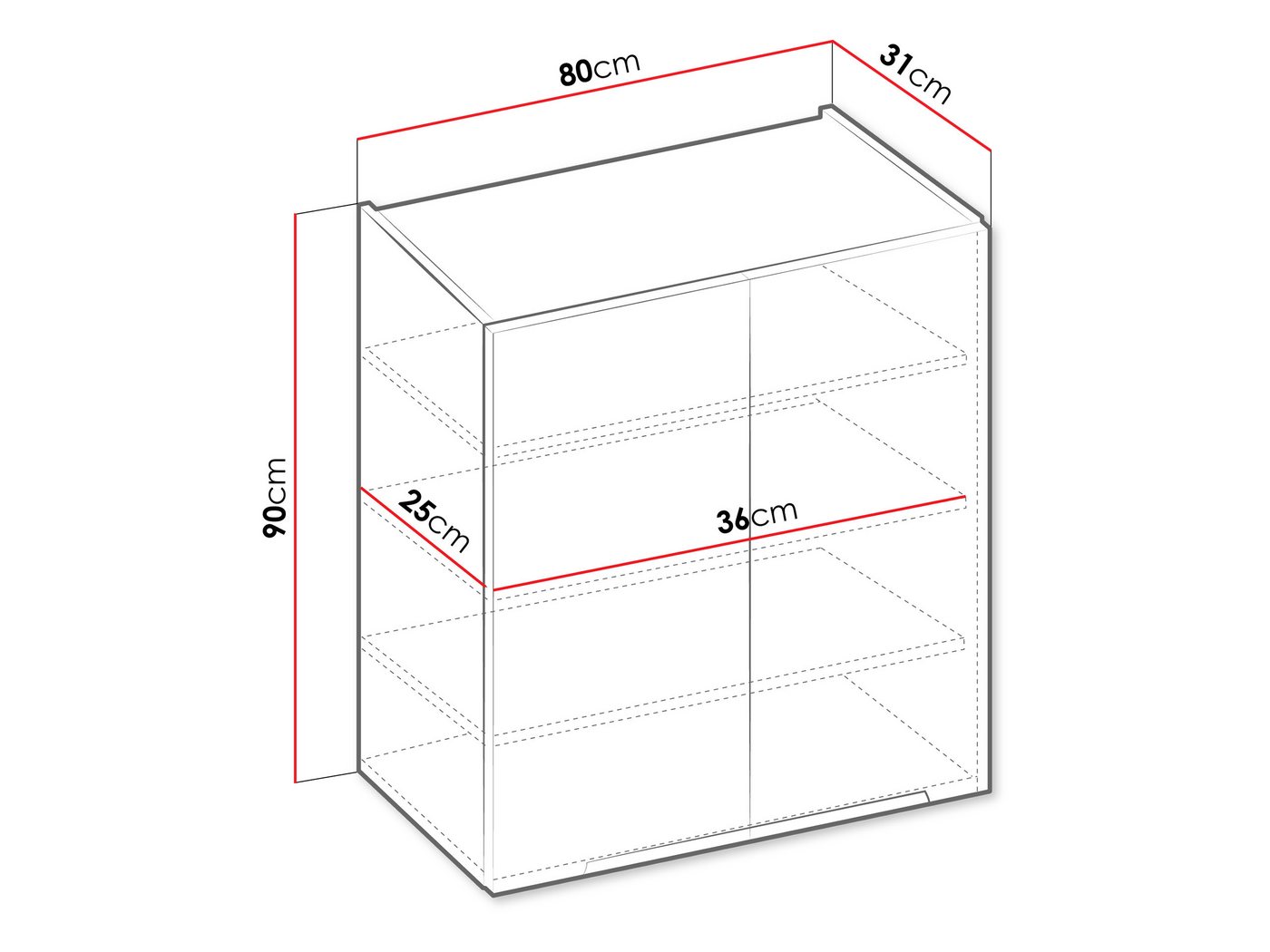 MIRJAN24 Hängeschrank Solea 80 G-90 2F (mit zwei Drehtüren) Metallgriff in der Farbe Schwarz