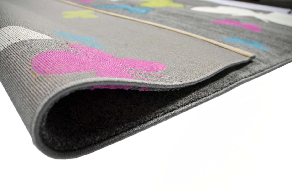 TeppichHome24 Kinderteppich Kinderteppich Schmetterlinge in Grau Pink Türkis Grün, rechteckig, Höhe: 13 mm Bild 3