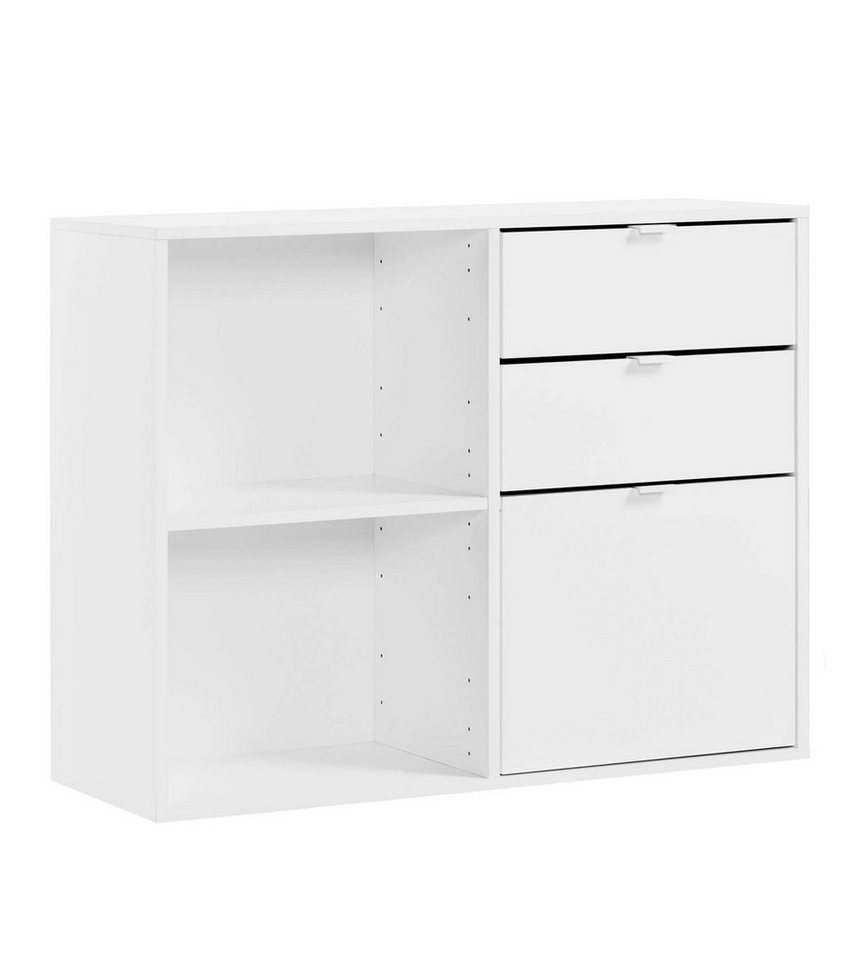 mokebo Aktenregal Der Verstauer, mit 2 offenen Fächern, Made in Germany, Holzregal, Bücherregal oder Würfelregal in Weiß
