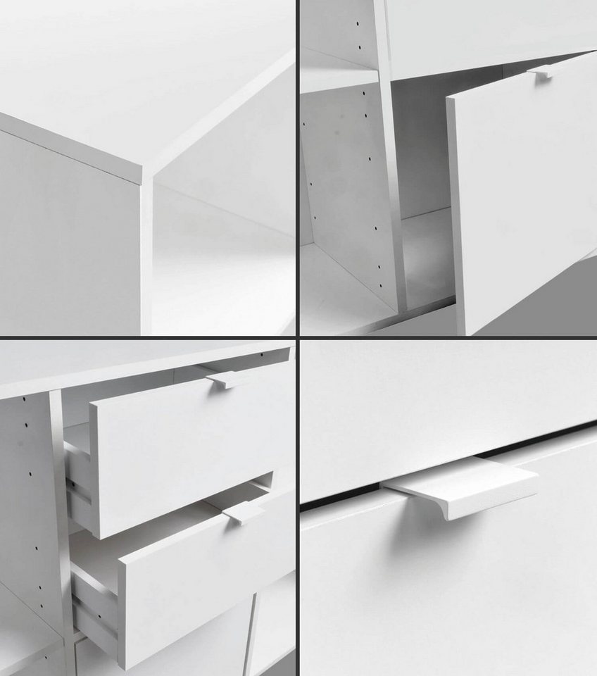 mokebo Aktenregal Der Verstauer, mit 2 offenen Fächern, Made in Germany, Holzregal, Bücherregal oder Würfelregal in Weiß Bild 2