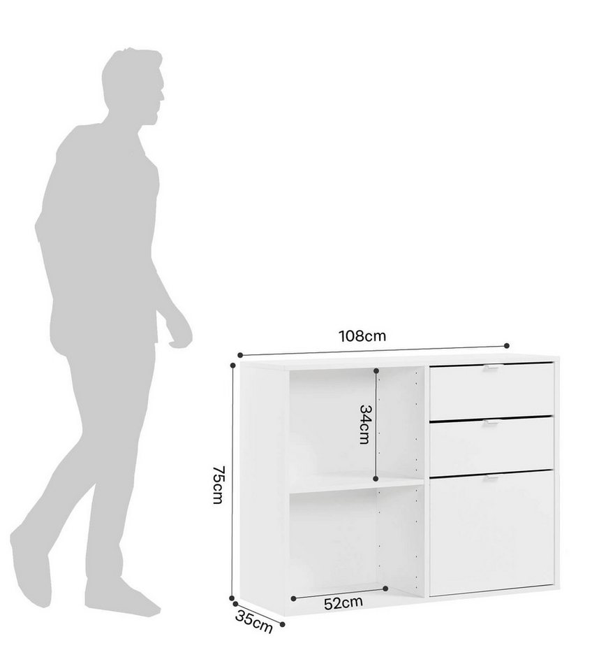 mokebo Aktenregal Der Verstauer, mit 2 offenen Fächern, Made in Germany, Holzregal, Bücherregal oder Würfelregal in Weiß Bild 5