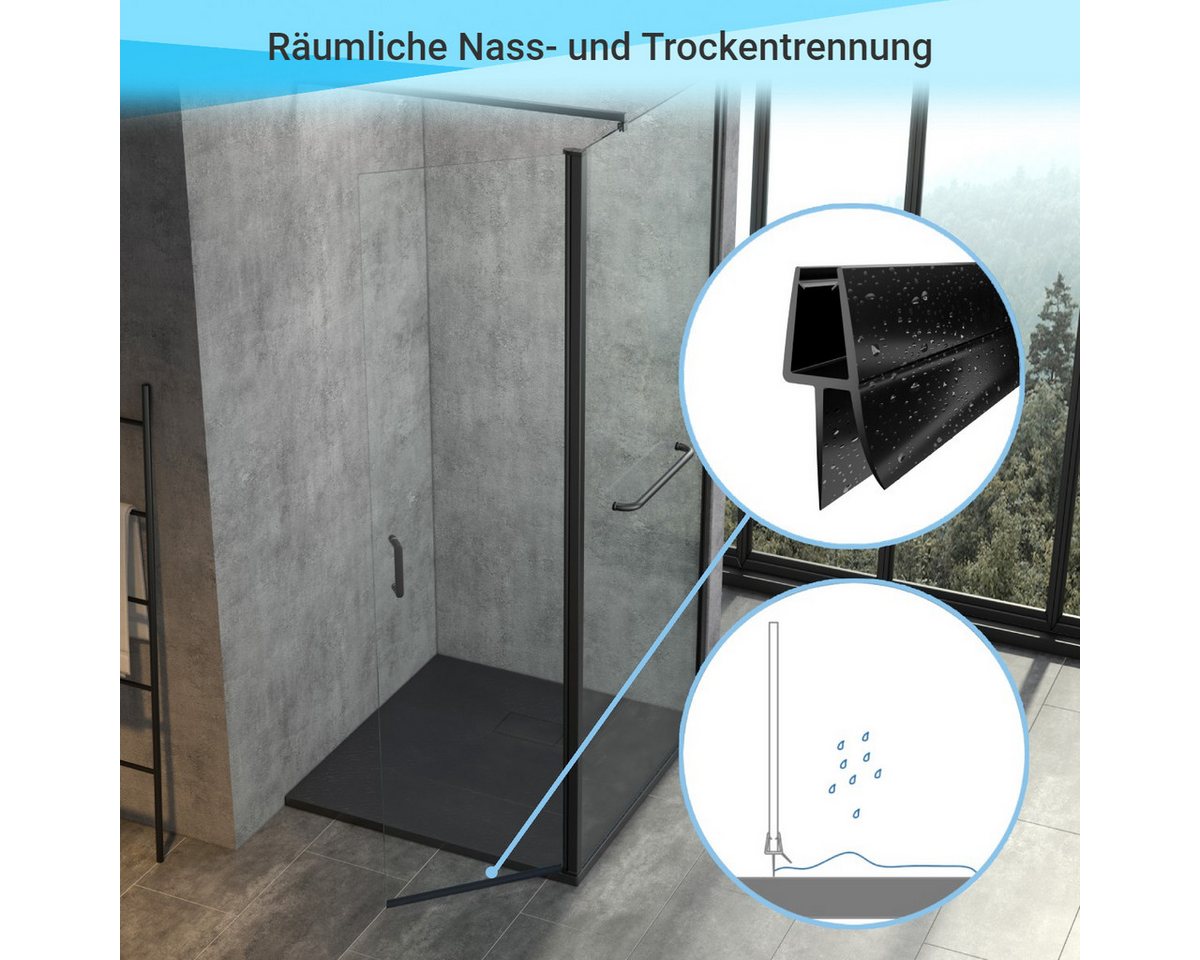 WITEN&NOCK Duschdichtung Schwarz Ersatzdichtung für Duschkabine Wasserabweiser Dichtung 5-6mm, L: 60 cm, (2-St)