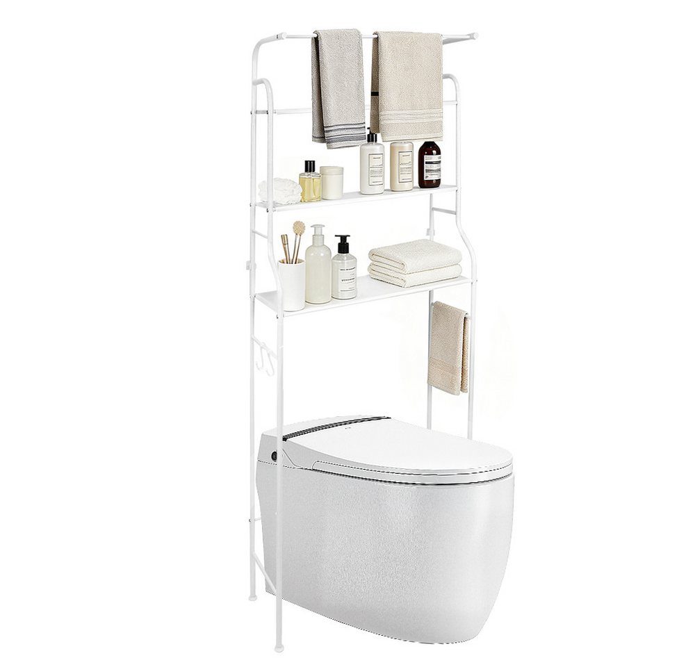 JEOBEST Badregal Toilettenregal mit 3 Ablagen, Platzsparend mit Haken 47 x 25 x 160 cm, 1-tlg., Toilettenregal, Badezimmerregal, Handtuchhalter Bild 4