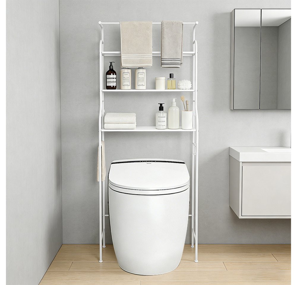 JEOBEST Badregal Toilettenregal mit 3 Ablagen, Platzsparend mit Haken 47 x 25 x 160 cm, 1-tlg., Toilettenregal, Badezimmerregal, Handtuchhalter Bild 5