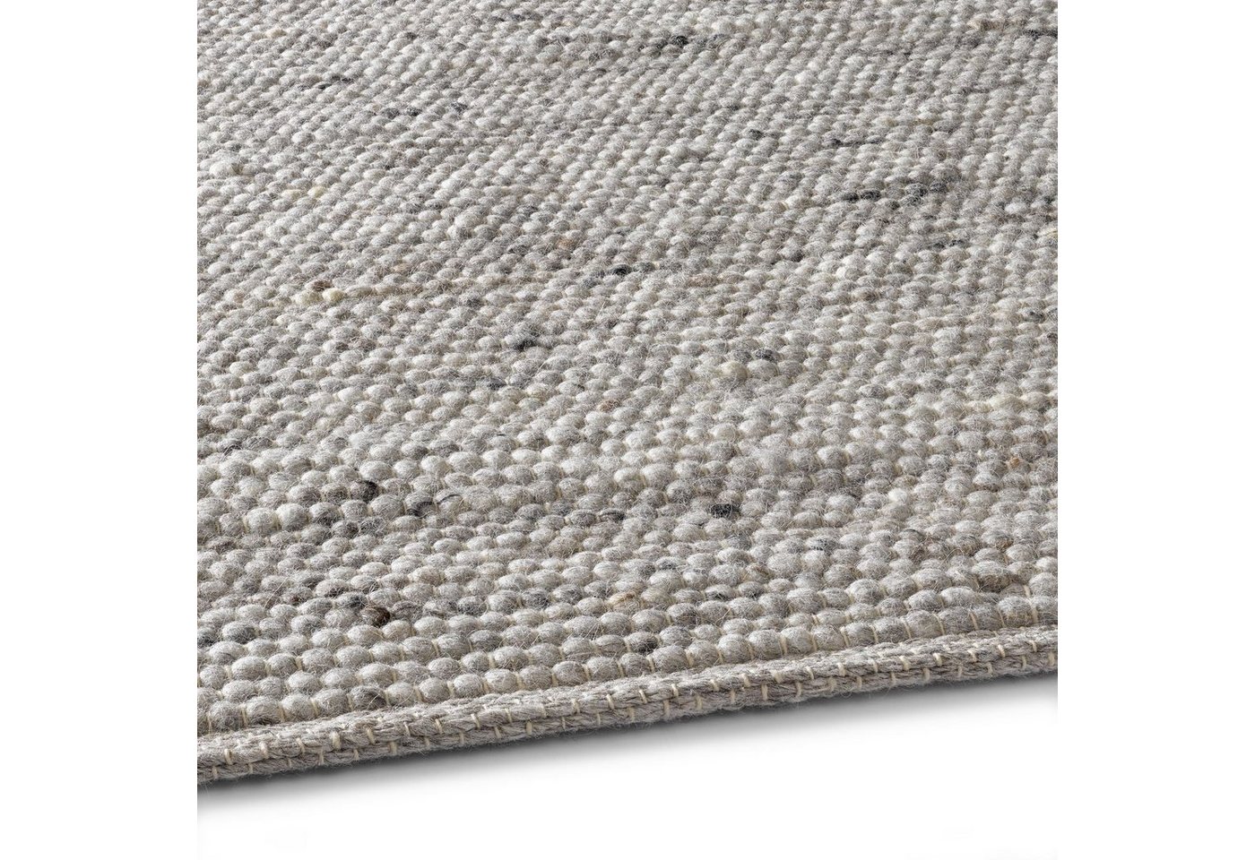 TaraCarpet Wollteppich Helsinki handgewebt aus reiner Schurwolle, wendbar und strapazierfähig, rechteckig, Höhe: 10 mm, Gewalkt, schmutzunempfindlich, Farbe Grau meliert, Größe 070x130 cm Bild 3