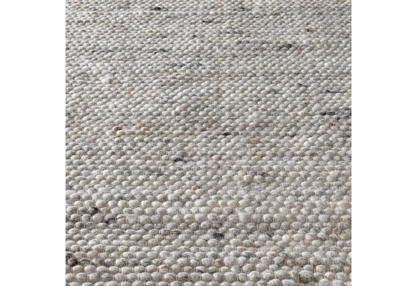 TaraCarpet Wollteppich Helsinki handgewebt aus reiner Schurwolle, wendbar und strapazierfähig, rechteckig, Höhe: 10 mm, Gewalkt, schmutzunempfindlich, Farbe Grau meliert, Größe 070x130 cm Bild 5
