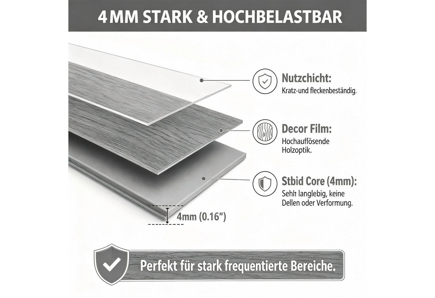BlingBin Vinylboden 18/36pcs Vinyllaminat PVC Teppichboden Bodenbelag Vinyl-Designboden, fast auf jeder Oberfläche anwendbar, 18er Set, 18 Fliesen, Klick Vinylboden Bodenfliesen mit Klicksystem 1.47m ² (18er Fliesen)