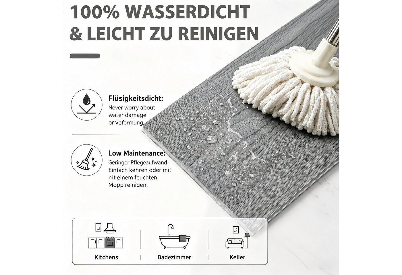BlingBin Vinylboden 18/36pcs Vinyllaminat PVC Teppichboden Bodenbelag Vinyl-Designboden, fast auf jeder Oberfläche anwendbar, 18er Set, 18 Fliesen, Klick Vinylboden Bodenfliesen mit Klicksystem 1.47m ² (18er Fliesen) Bild 2