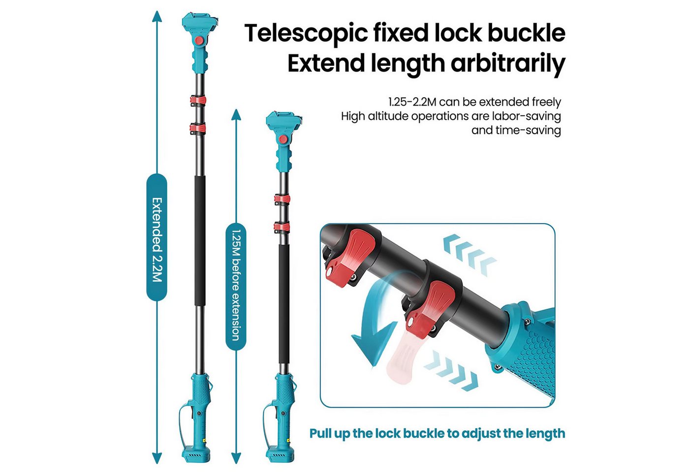 Athlix Akku-Kettensäge 3-in-1 Kettensäge Astschere mit 2m Teleskoparm Verstellbar Säge, inkl. 2 Akkus, 18.000 U/min, 10 m/s, 600 W Leistung Bild 4