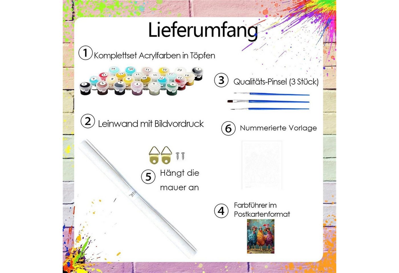 LuxusKollektion Malen nach Zahlen Malen nach Zahlen Huhn Kreativ Set (1-St) Bild 4