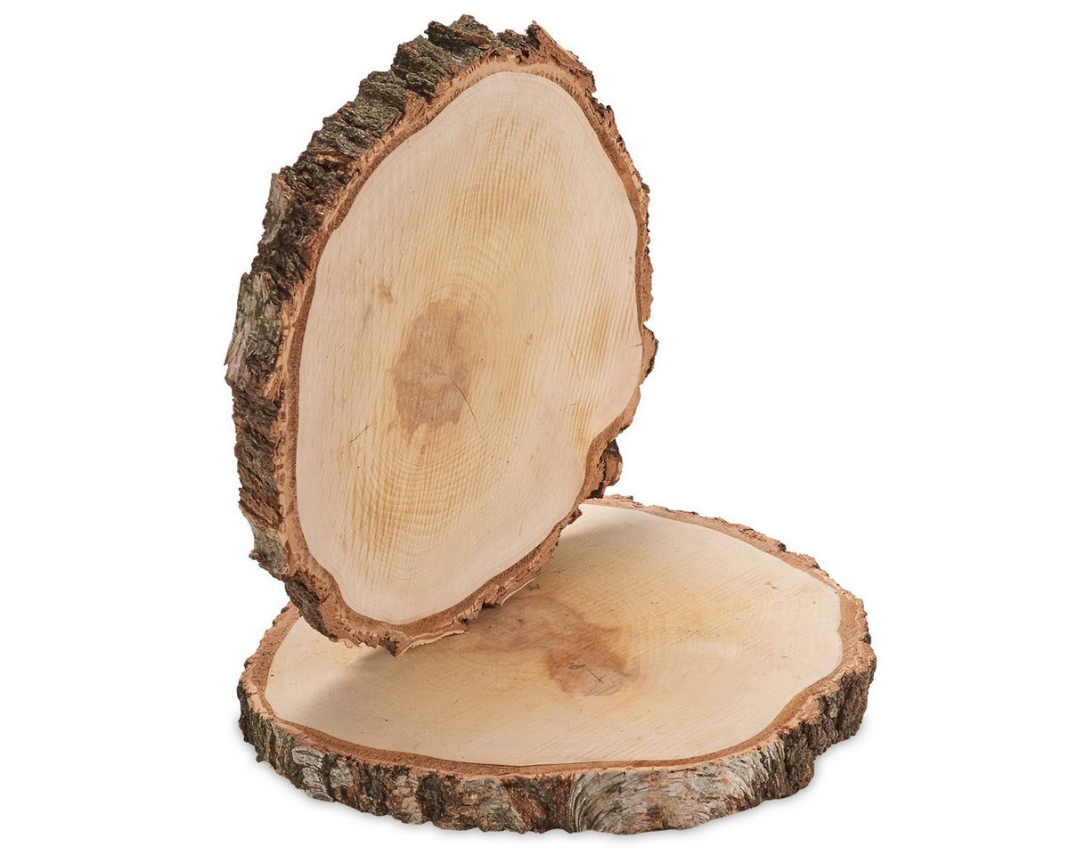 matches21 HOME & HOBBY Bastelnaturmaterial Große 40 cm Baumscheiben 2er Pack zum Holz-Deko Basteln, (2-tlg), runde Holzscheiben aus massivem EU Birkenholz Bild 4