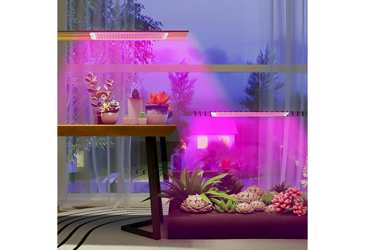 Jibenhome Pflanzenlampe 26 x 5 cm USB LED Pflanzenlampe 1/2/3/4 Panels Timer, Dimmbare, 96 LEDs, Pink-violett-1 Panel, 4.5 W/9 W/13.5 W/18 W Bild 4