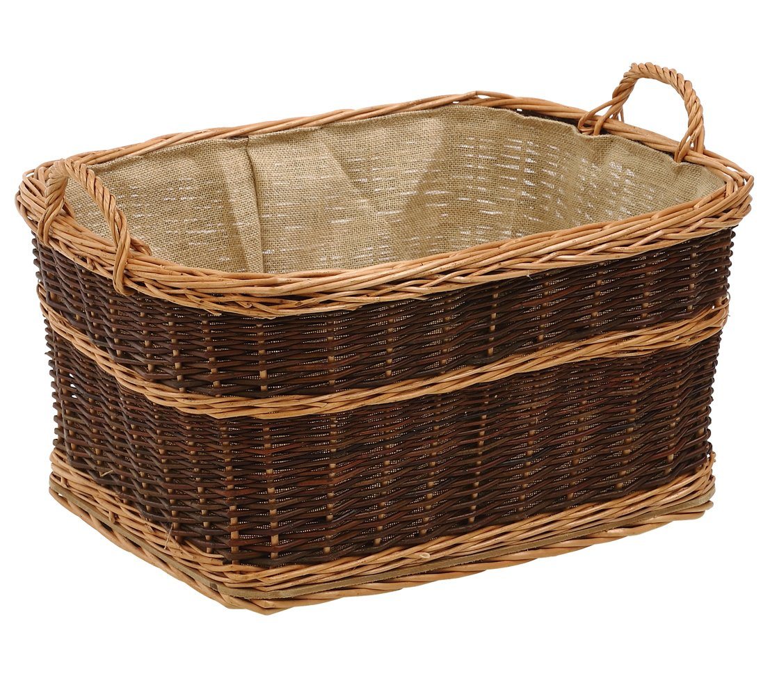 Dehner Weidenkorb Kaminkorb, mit Jute/Tragegriffen, 60 x 30 x 47 cm, Korb für Kaminholz, schützt vor Schmutz, vielseitig Bild 2