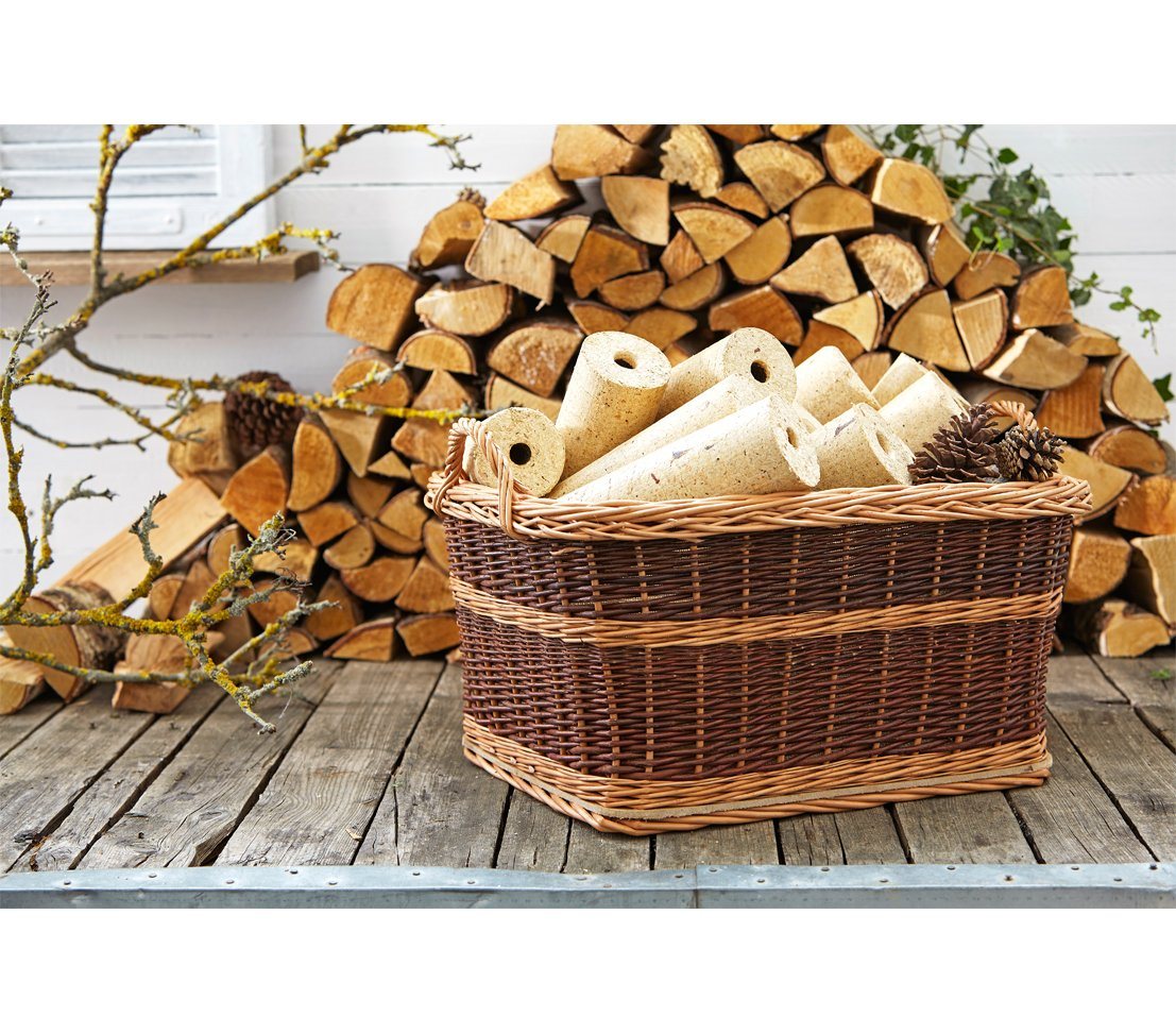 Dehner Weidenkorb Kaminkorb, mit Jute/Tragegriffen, 60 x 30 x 47 cm, Korb für Kaminholz, schützt vor Schmutz, vielseitig Bild 3