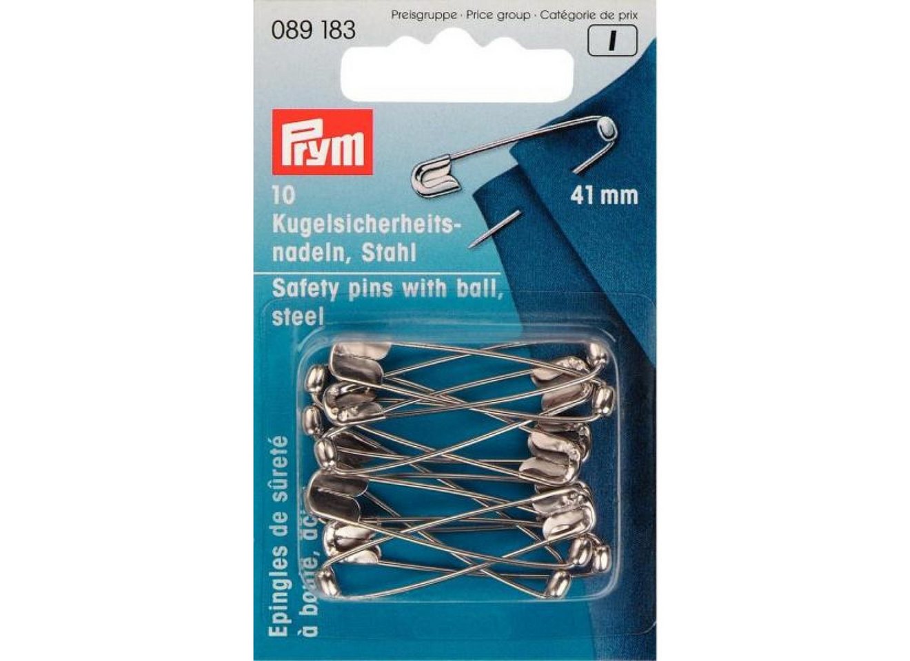 Prym Stricknadeln Kugel-Sicherheitsnadeln 41 mm silberfarbig 10 St