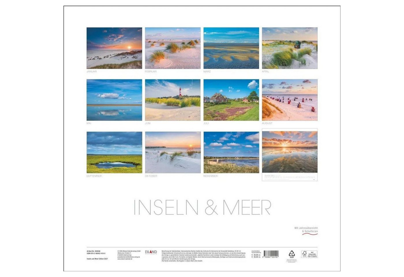 Wandkalender Inseln und Meer Edition Kalender 2027