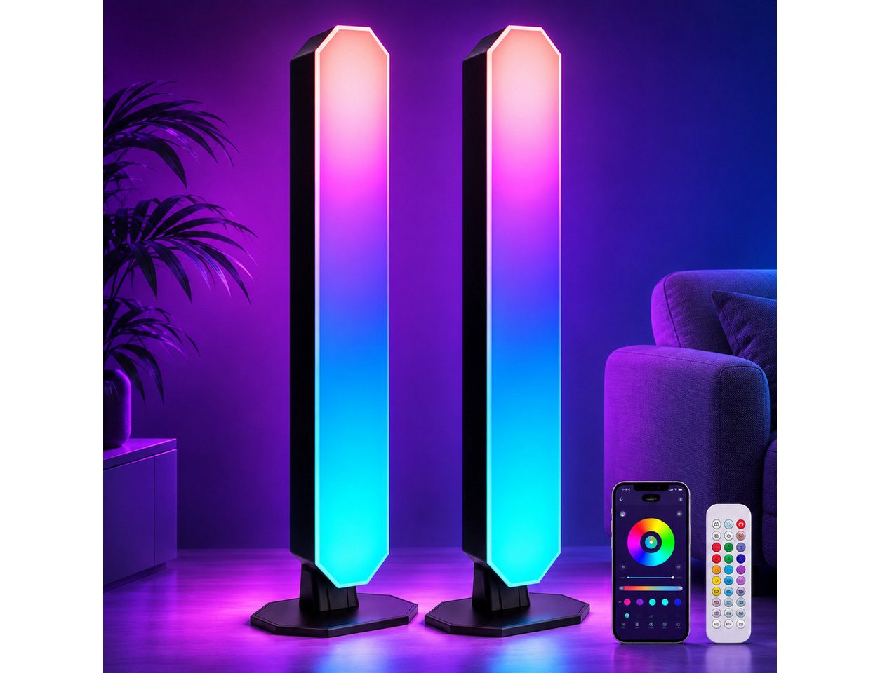 Fyrove LED Stripe LED RGB Lightbar mit App und Fernsteuerung, Musik Sync, Timer, Smart LED-Streifen USB Betrieben Ambient Lightbars 25cm Bild 4