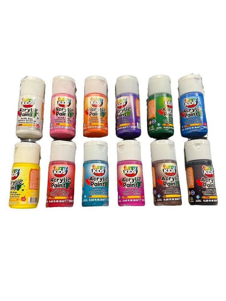 Funny Kids Kreativset Acrylfarbe 12 Farben x 20ml Set Acryl Malfarben Tuben, (12-tlg)