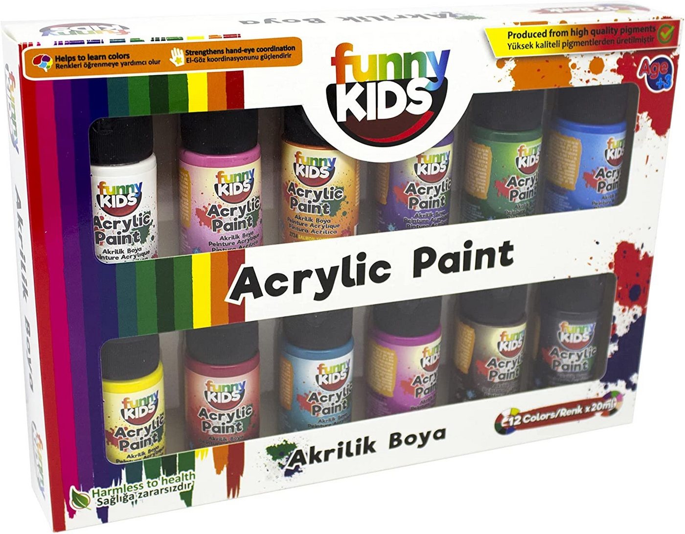 Funny Kids Kreativset Acrylfarbe 12 Farben x 20ml Set Acryl Malfarben Tuben, (12-tlg) Bild 2