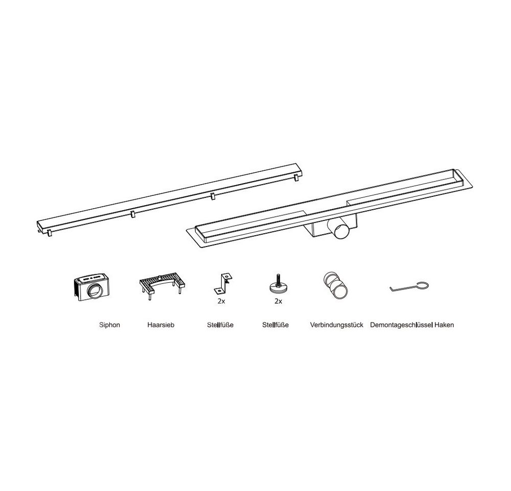 Aloni Duschrinne GG070CM, einzel, 1-St., Aloni Duschrinne Standard Grau Gebürstet 70cm
