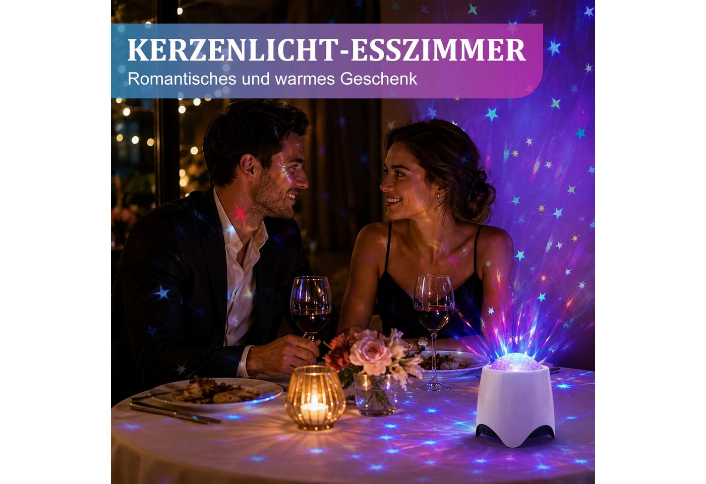 Rosnek LED Nachtlicht Sternenprojektor, Nachtlicht Projektor mit Bluetooth, 56 Lichteffekten, RGB, Als Geschenk, Timer & Musik für Kinderzimmer, Schlafzimmer & Party Bild 3