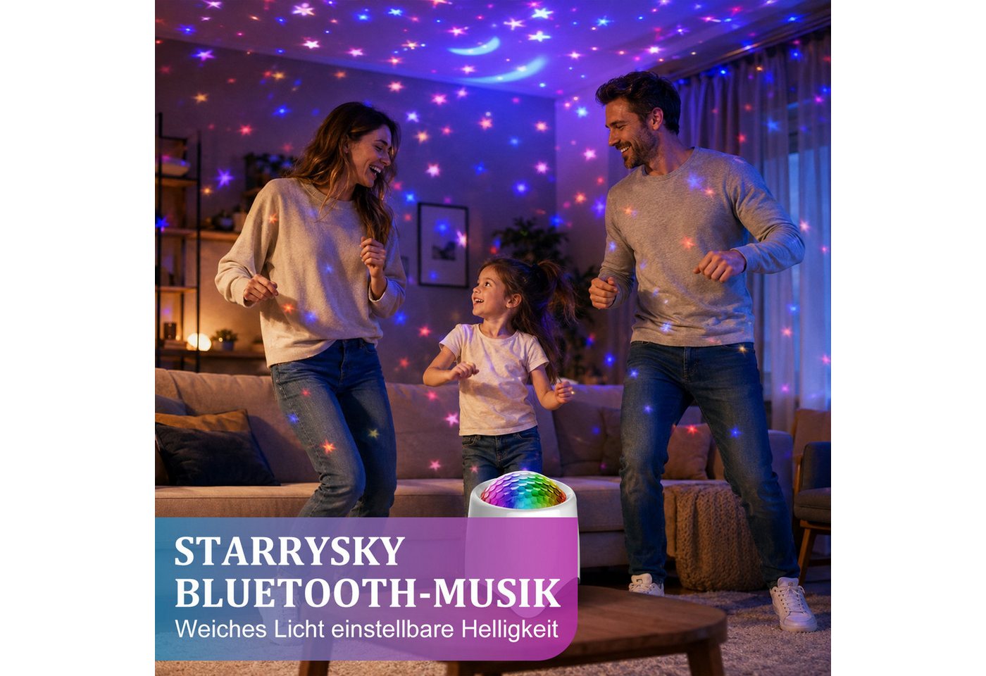 Rosnek LED Nachtlicht Sternenprojektor, Nachtlicht Projektor mit Bluetooth, 56 Lichteffekten, RGB, Als Geschenk, Timer & Musik für Kinderzimmer, Schlafzimmer & Party Bild 5