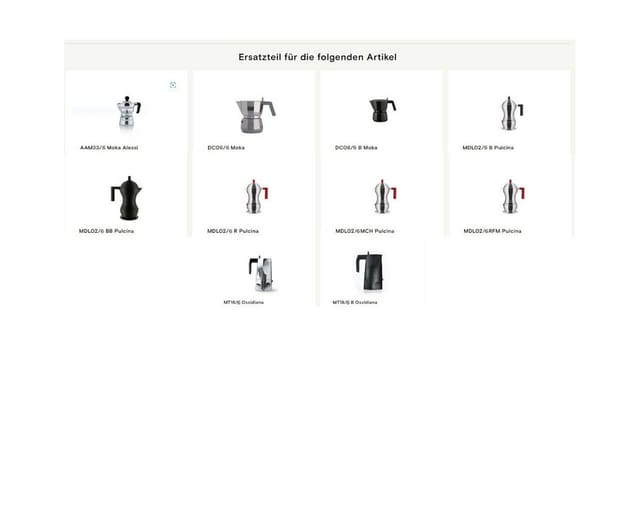 Alessi Espressokocher, Passend für Alessi Artikel AAM33/6, DC06/6, MDL02/6, MT18/6