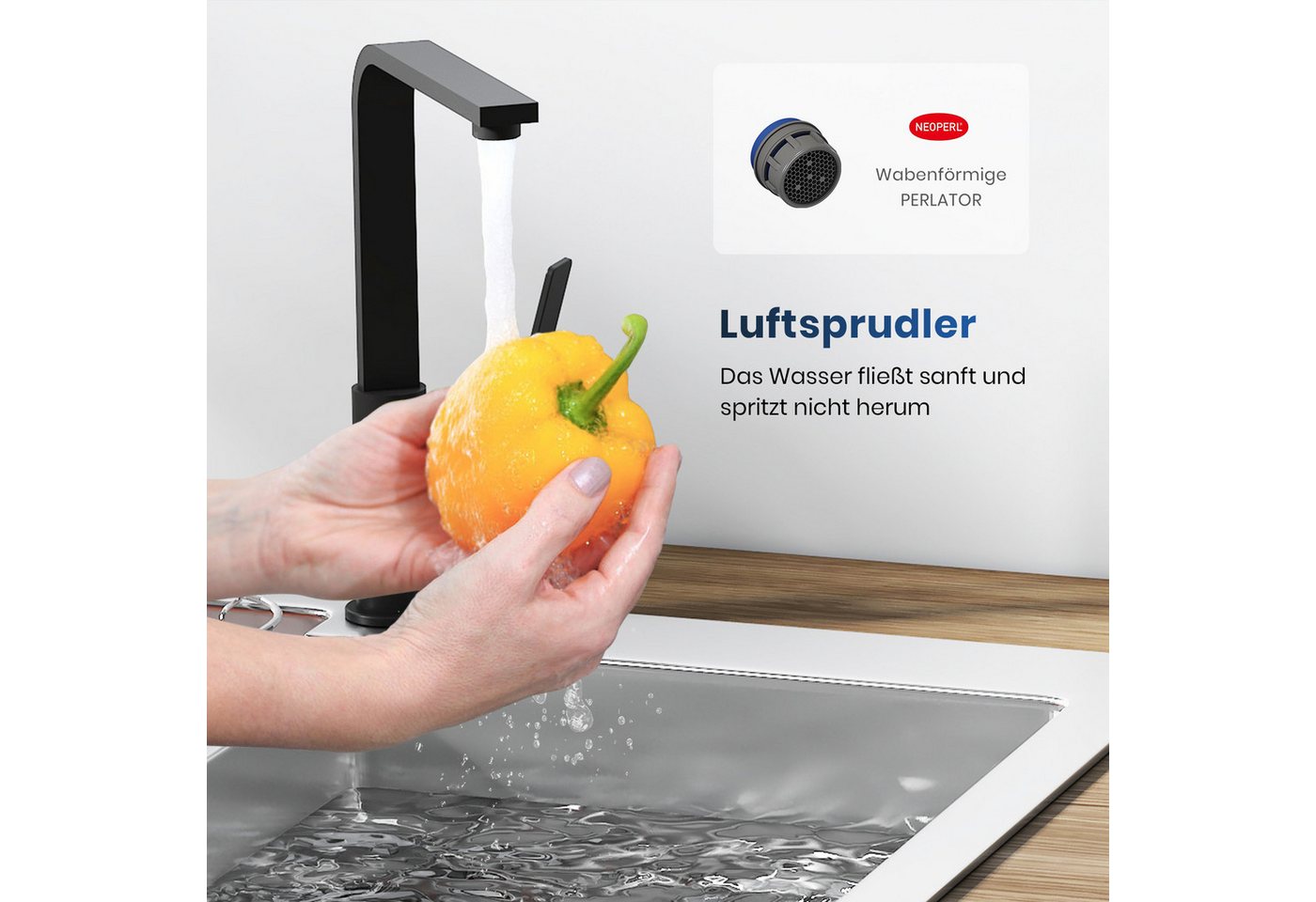 EMKE Küchenarmatur Spülbecken armatur Einhebelmischer Modern Messing Bad wasserhahn ( geräuscharme keramische Kartusche, Badezimmer Badarmatur)