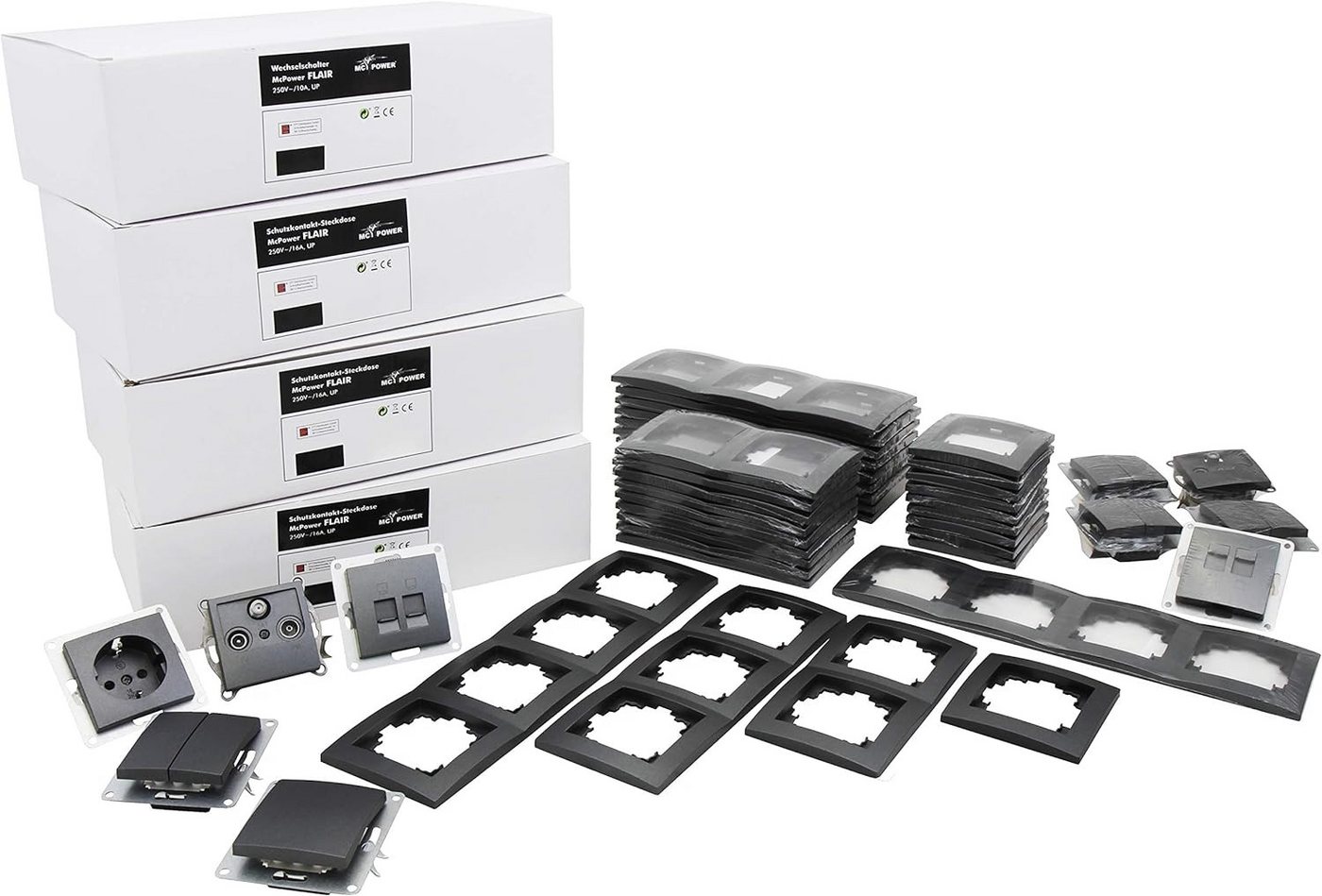 McPower Steckdose MC POWER - FLAIR - Wand Steckdosen und Schalter Set, Megaset, 100-te Bild 4