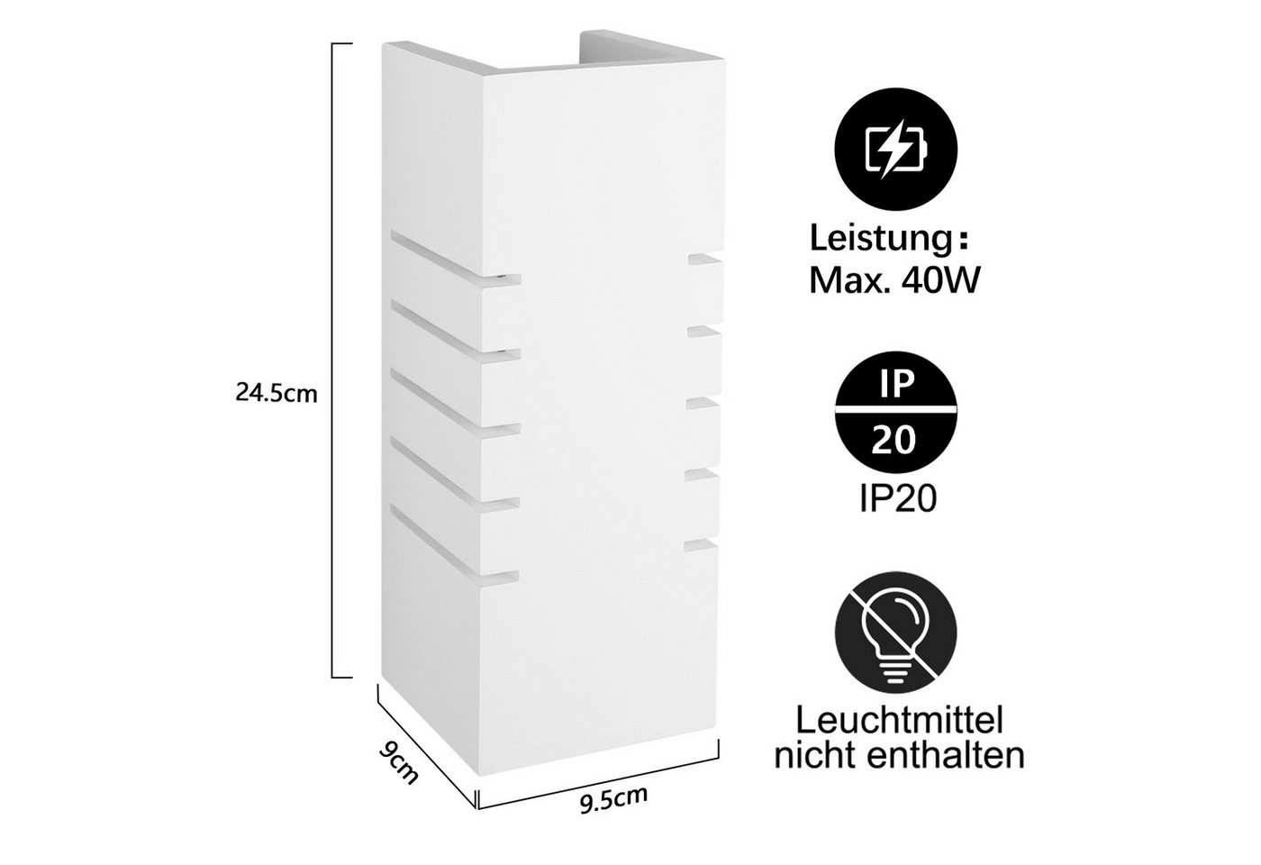 ZMH Wandleuchte innen Weiß 1/2 Stück E14 Modern Wandlampe Schlafzimmer Flur, ohne Leuchtmittel, 2 Stück,Max.40,Flurlampe,auch für Wohnzimmer und Esszimmer
