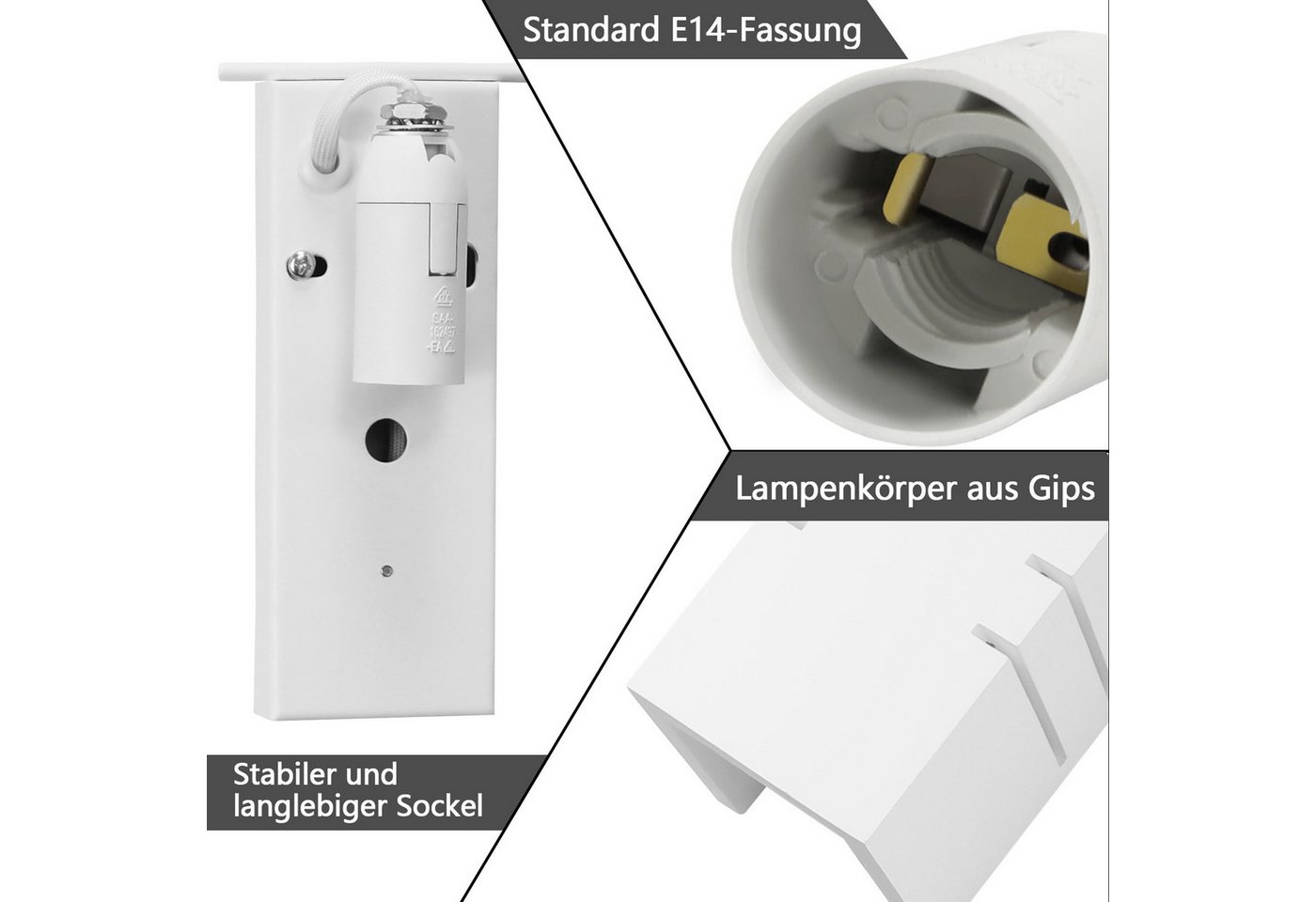 ZMH Wandleuchte innen Weiß 1/2 Stück E14 Modern Wandlampe Schlafzimmer Flur, ohne Leuchtmittel, 2 Stück,Max.40,Flurlampe,auch für Wohnzimmer und Esszimmer Bild 4
