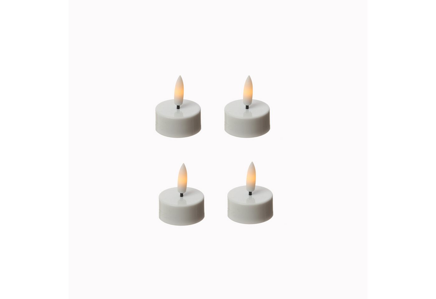 Adilina LED-Teelicht LED Teelichter mit Batterien Timer flackernd D: 3,8cm weiß 4er Set, LED Classic, warmweiß (2100K bis 3000K) Bild 2