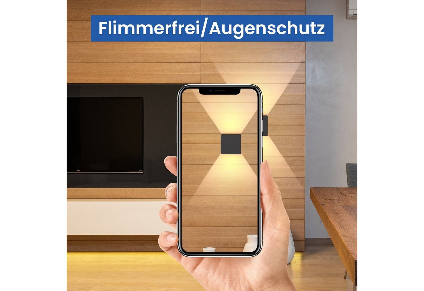 ZMH LED Außen-Wandleuchte innen/Außen Schwarz Wandlampe 3000K Treppenlampe Wand 5W/7W, LED fest integriert, Warmweiß, 7W,IP54,1 Stück,Treppenlampe,Flurlampe,wandlampe aussen Bild 2