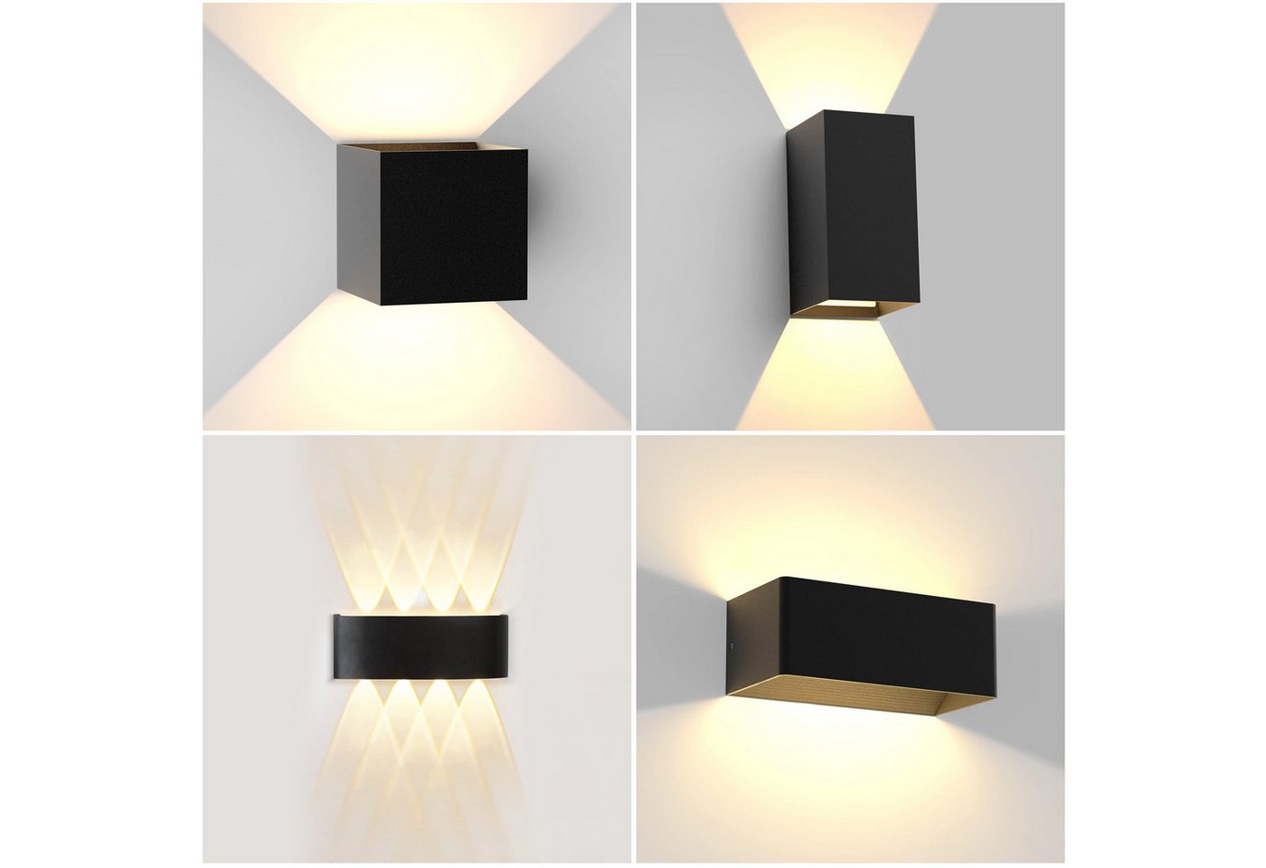 ZMH LED Außen-Wandleuchte innen/Außen Schwarz Wandlampe 3000K Treppenlampe Wand 5W/7W, LED fest integriert, Warmweiß, 7W,IP54,1 Stück,Treppenlampe,Flurlampe,wandlampe aussen Bild 4
