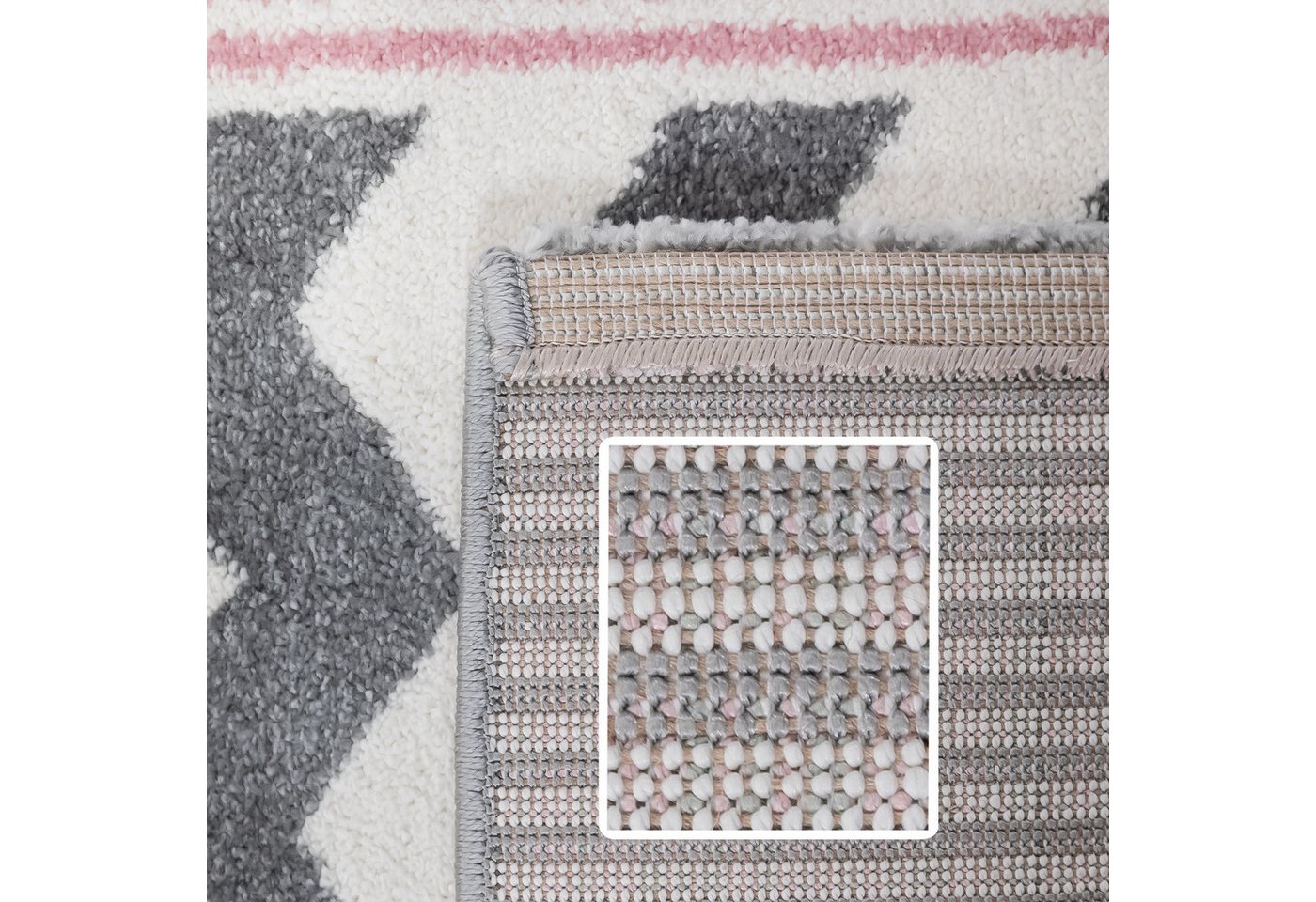 Carpettex Kinderteppich Herz- und Stern Design, Läufer, Höhe: 11 mm, Kinderteppich Karo Design Rosa Baby Teppich Kinderzimmer Pflegeleicht Bild 4