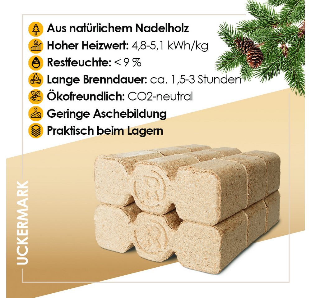 JSM-Brennholz Holzbriketts Uckermark Holzbriketts auf Palette, 20 kg, Regionale Herstellung in Deutschland Bild 4